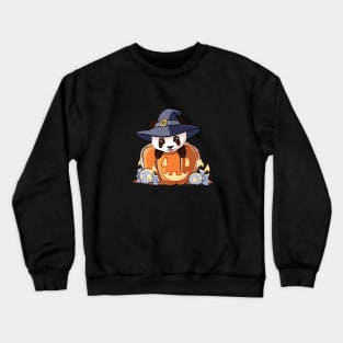 Panda Witch in a pumpkin Crewneck Sweatshirt